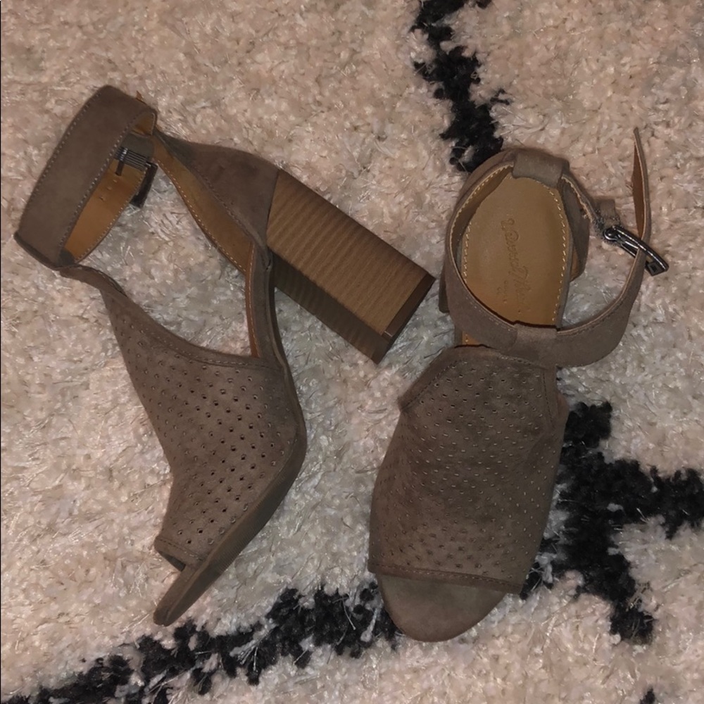 Taupe peep toe sandals